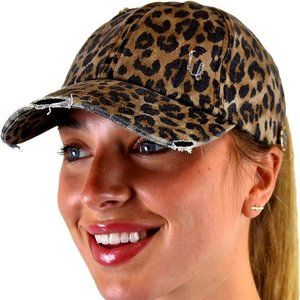 CC BT-799 Leopard Criss-Cross Baseball Cap.